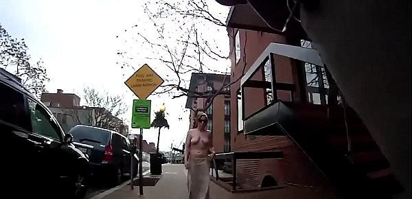  Girl Walking Topless Around Town